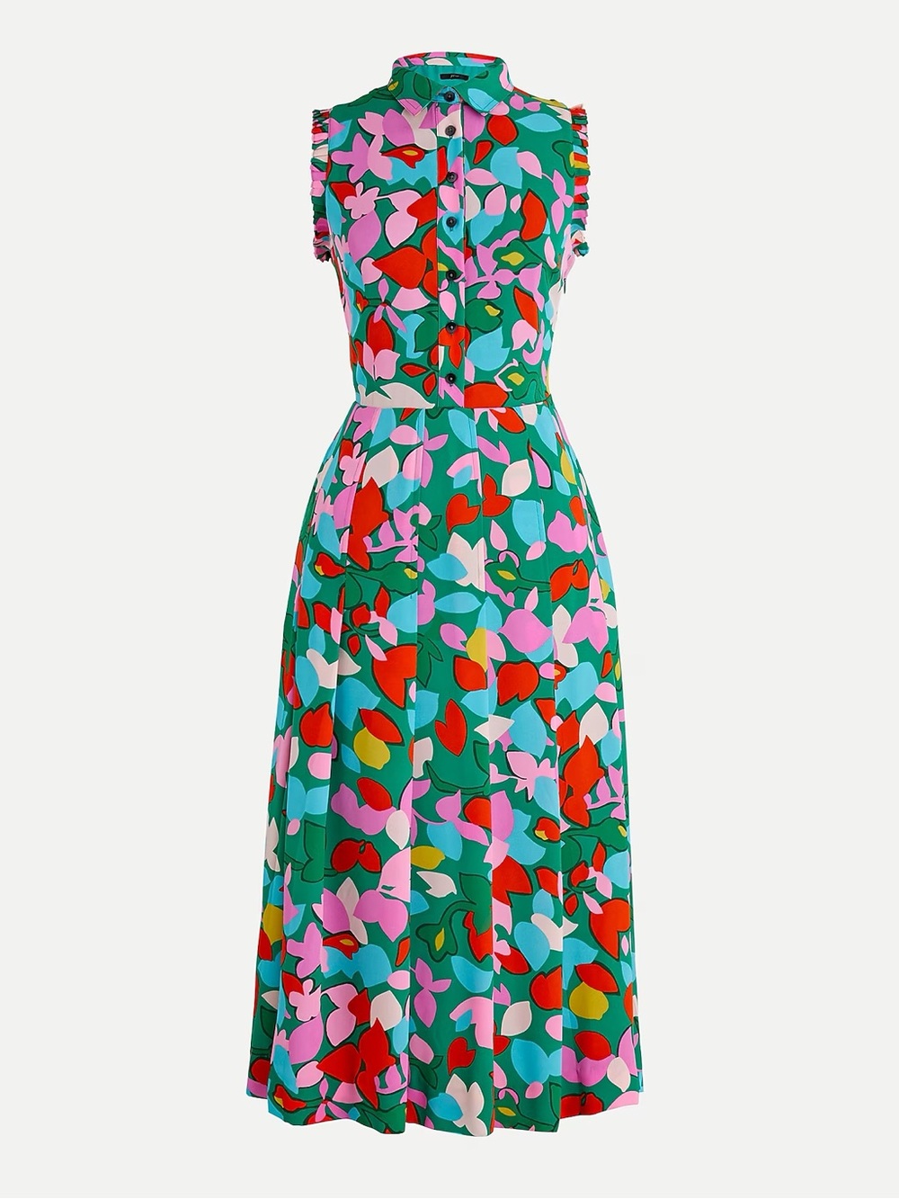 J. Crew pleated shirt dress in Confetti Floral maxi sleeveless dress size 12